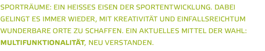 SportR UME  ein hei es Eisen der SPORTentwicklung  Dabei gelingt es immer wieder  mit Kreativit t und Einfallsreichtu   