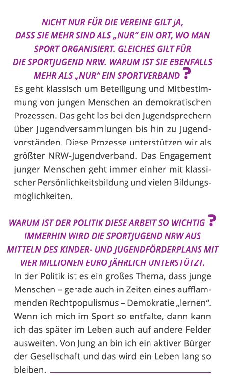 Nicht nur f r die Vereine gilt ja  dass sie mehr sind als  nur  ein Ort  wo man Sport organisiert  Gleiches gilt f r   